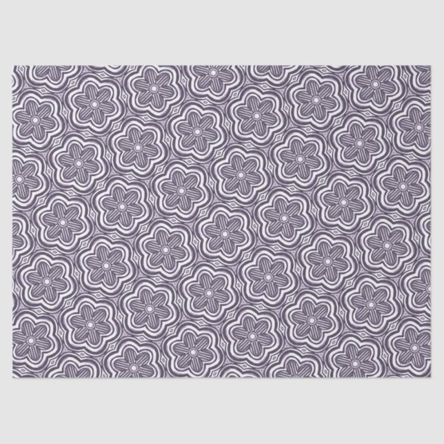 Papier Mousseline Fleur Boho mignonne Motif Floral Plutôt Violet Gri (Recto)
