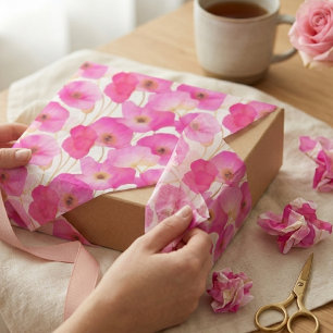 Papier Mousseline Fleur botanique de coquelicot de style cottage