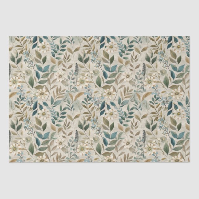 Papier Mousseline Fleur botanique sauvage boho (Recto)