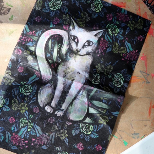 Papier Mousseline Fleur Chat blanc Fleurs de catjours (Créateur téléchargé)