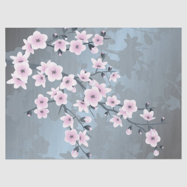 Papier Mousseline Fleur de cerisier bleu rose pâle (Recto)