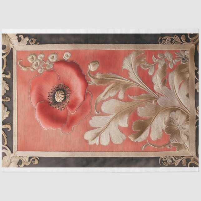 Papier Mousseline Fleur de coquelicot d'art frontalier Texturé effet (Recto)