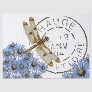 Papier Mousseline Fleur de dragonfly French Postmark Découpage Vinta