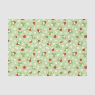 Papier Mousseline Fleur de fraise Vert, rouge et blanc