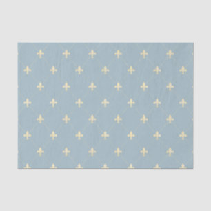 Papier Mousseline Fleur-de-Lis d'or sur Dusky Blue