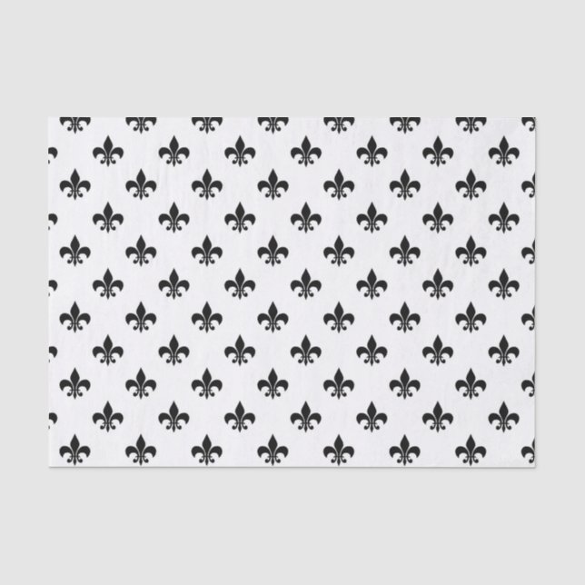 Papier Mousseline Fleur De Lis Noir Blanc Délicieuse Mardi Gras (Recto)