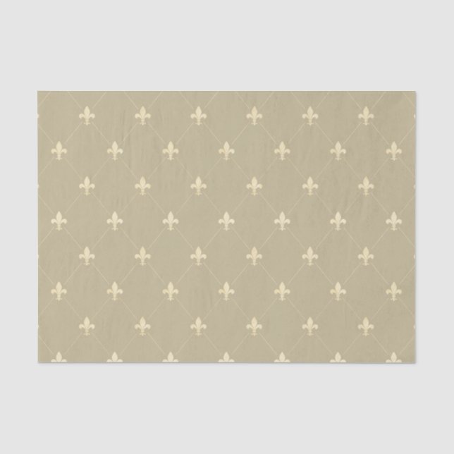 Papier Mousseline Fleur-de-Lis or Brown léger (Recto)