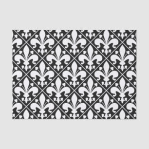 Papier Mousseline Fleur de Lys noir et blanc élégant
