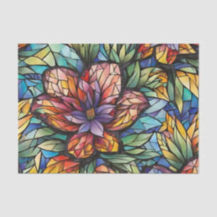 Papier Mousseline Fleur de mosaïque Abstraite colorée et Feuilles