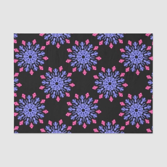 Papier Mousseline Fleur de néon bleu et rouge (Recto)