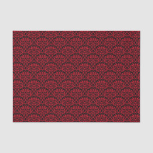 Papier Mousseline Fleur de rose noire et rouge Damas