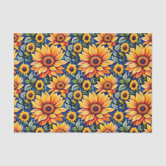 Papier Mousseline Fleur de soleil jaune moderne (Recto)
