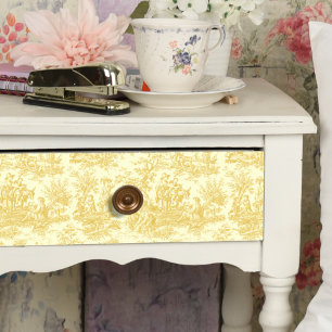 Papier Mousseline Fleur de toile de Jouy jaune vintage