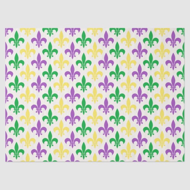 Papier Mousseline Fleur-di-lis aux couleurs de Mardi Gras (Recto)