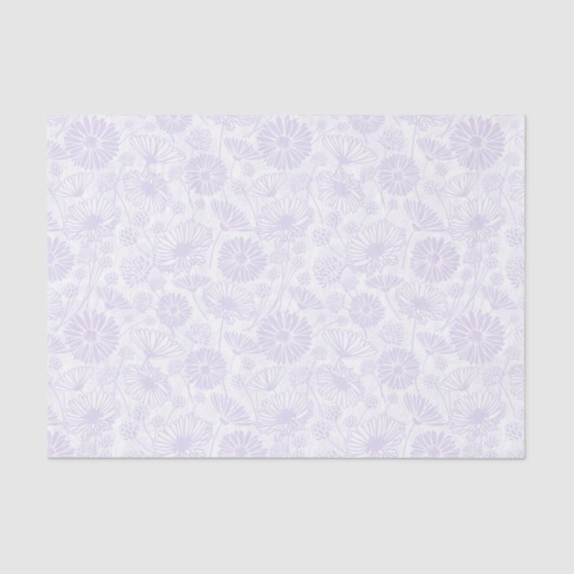 Papier Mousseline Fleur douce (lavande | BLANCHE) (Recto)