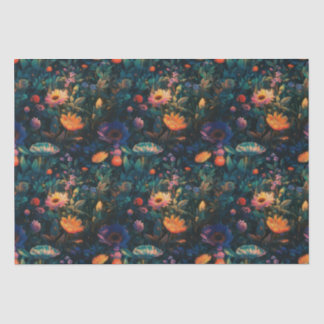 Papier Mousseline Fleur foncé Cottage Jardin Tissu Papier