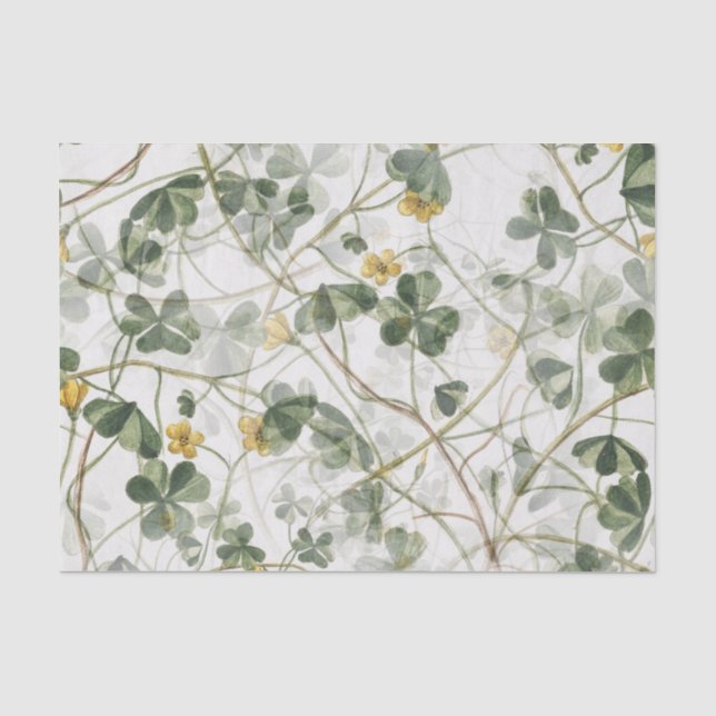 Papier Mousseline Fleur Jaune Vert Clocher Floral Découpage (Recto)
