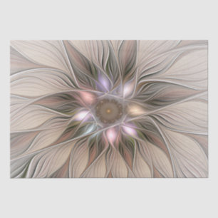 Papier Mousseline Fleur joyeuse abstraite beige marron floral fracta
