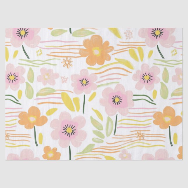 Papier Mousseline Fleur pastel rétro (7) (Recto)