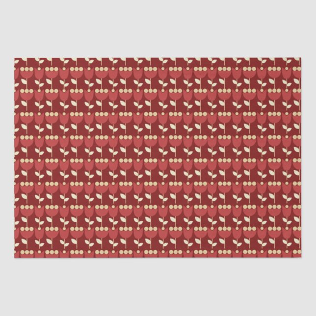 Papier Mousseline Fleur rétro géométrique Bauhaus Maroon Anniversair (Recto)