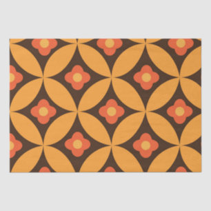 Papier Mousseline Fleur rétro sur la feuille de cercle orange du mil