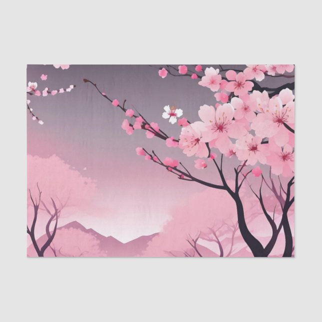 Papier Mousseline Fleur romantique de cerise (Recto)