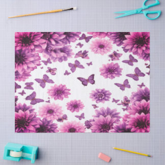 Papier Mousseline Fleur Romantique Rose