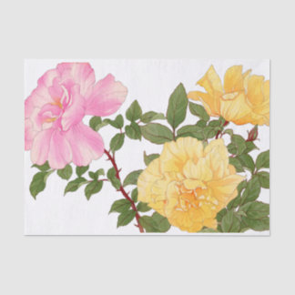 Papier Mousseline Fleur rose, florale