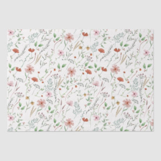 Papier Mousseline Fleur sauvage aquarelle boho vintage motif floral