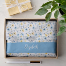 Fleur sauvage bleu jaune aquarelle nom personnalis