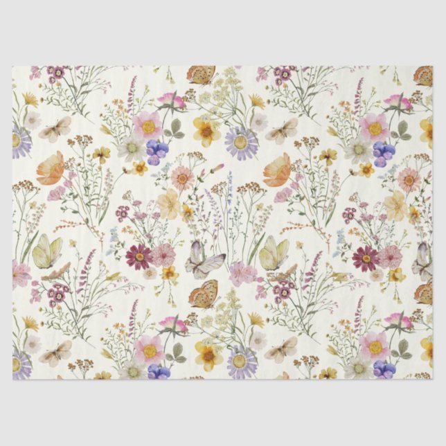 Papier Mousseline Fleur sauvage boho rustique (Recto)
