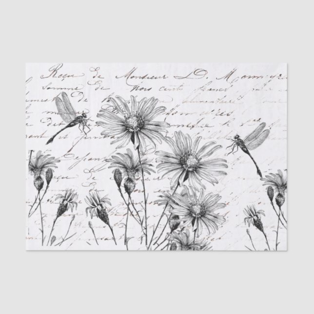 Papier Mousseline Fleur sauvage de script français Dragonfly Decoupa (Recto)