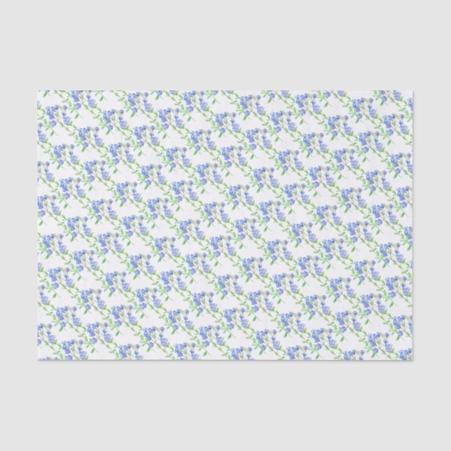 Papier Mousseline Fleur sauvage speedwell bleu vert papier de tissu  (Recto)
