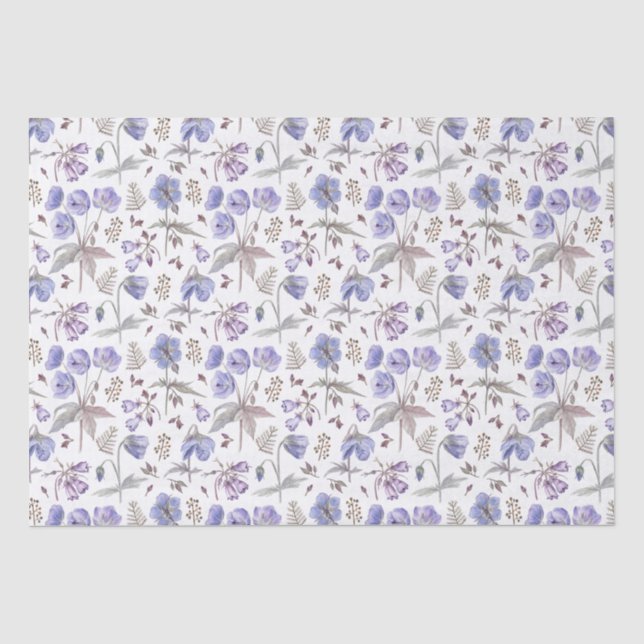 Papier Mousseline Fleur sauvage violette aquarelle élégante et stylé (Recto)