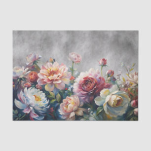 Papier Mousseline Fleurs 3D Colorées sur Fond Gris Charbon