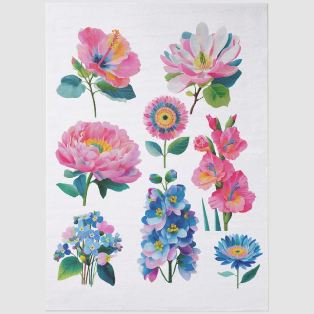 Papier Mousseline fleurs à l'aquarelle  (Recto)