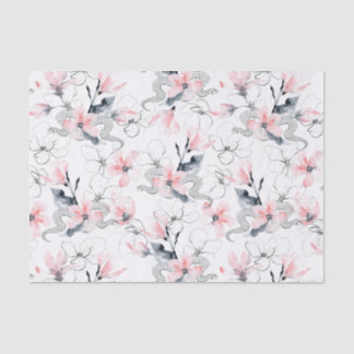 Papier Mousseline Fleurs abstraites et serpents de cornouiller de