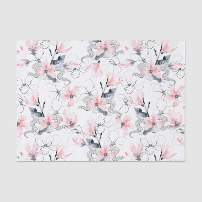 Papier Mousseline Fleurs abstraites et serpents de cornouiller de (Recto)