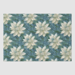 Papier Mousseline Fleurs bleues et blanches