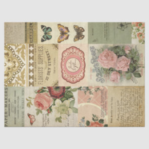 Papier Mousseline Fleurs botaniques et découpage de l'Ephémère Vinta