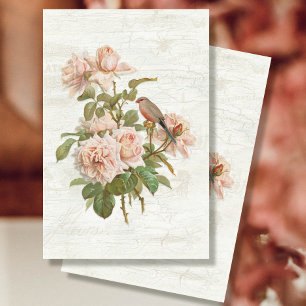 Papier Mousseline Fleurs botaniques vintages Oiseaux Ephémère Découp
