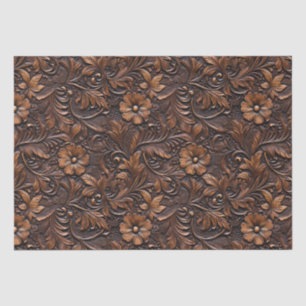 Papier Mousseline Fleurs Brown Western Cowgirl