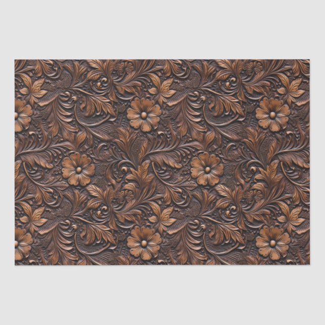 Papier Mousseline Fleurs Brown Western Cowgirl (Recto)