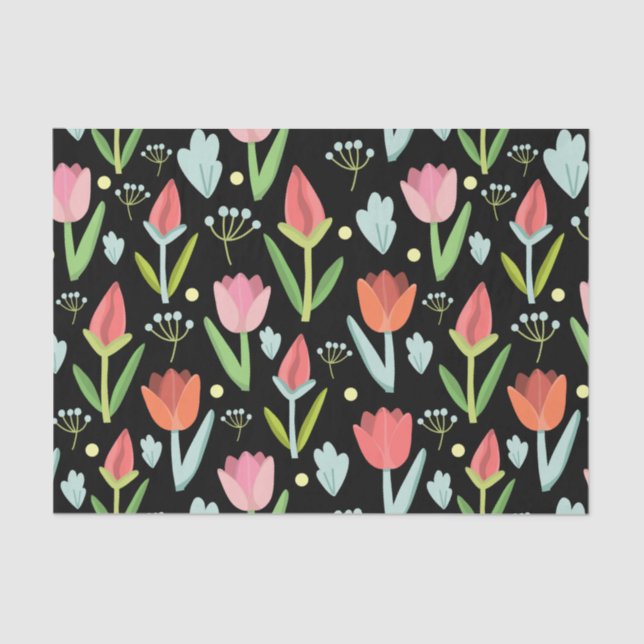 Papier Mousseline Fleurs colorées Abstraites (Recto)