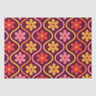 Papier Mousseline Fleurs colorées rétro sur Motif d'oignon Vintage