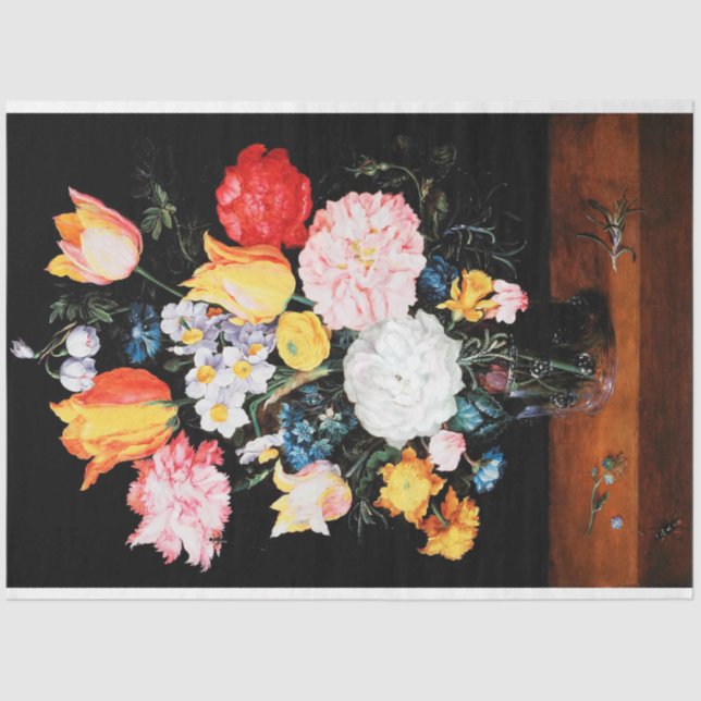 Papier Mousseline Fleurs dans un navire en verre, Jan Brueghel le pl (Recto)