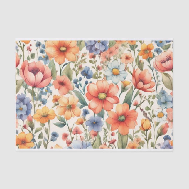 Papier Mousseline Fleurs d'aquarelle Abstraites pour n'importe quell (Recto)