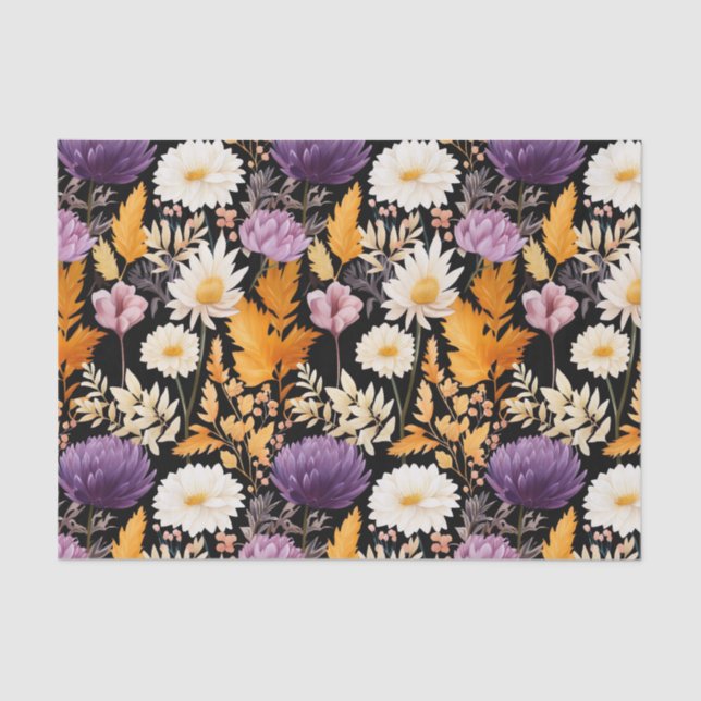 Papier Mousseline Fleurs d'automne Découpage d'automne (Recto)