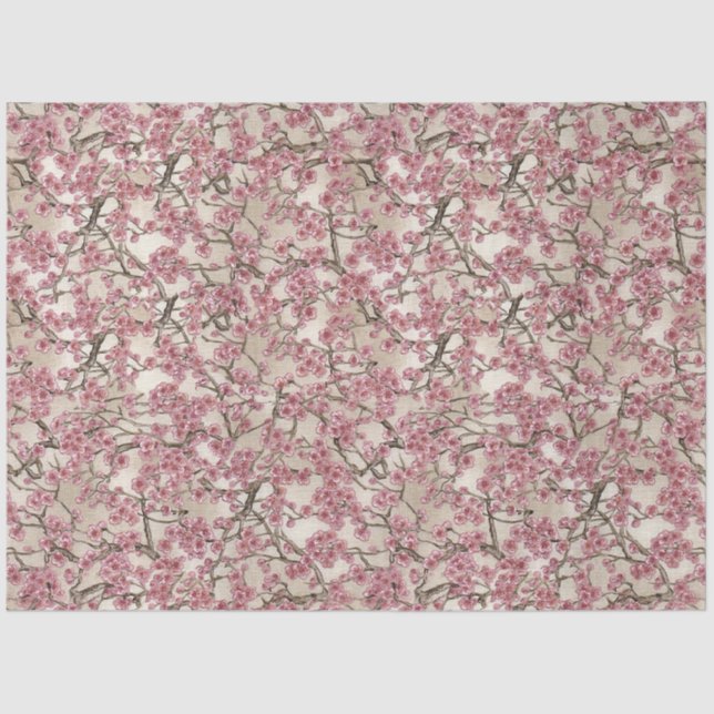 Papier Mousseline Fleurs de cerisiers roses asiatiques (Recto)