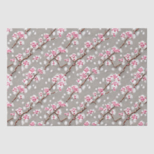 Papier Mousseline Fleurs de cerisiers roses et argentés